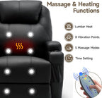 Korser Recliner Chair, Rocking Chair with Massage and Heat, 360° Swivel Recliner Chairs for Adults, Rocker Manual Recliner with Remote Control and Cup Holder for Living Room, Bedroom, Nursery