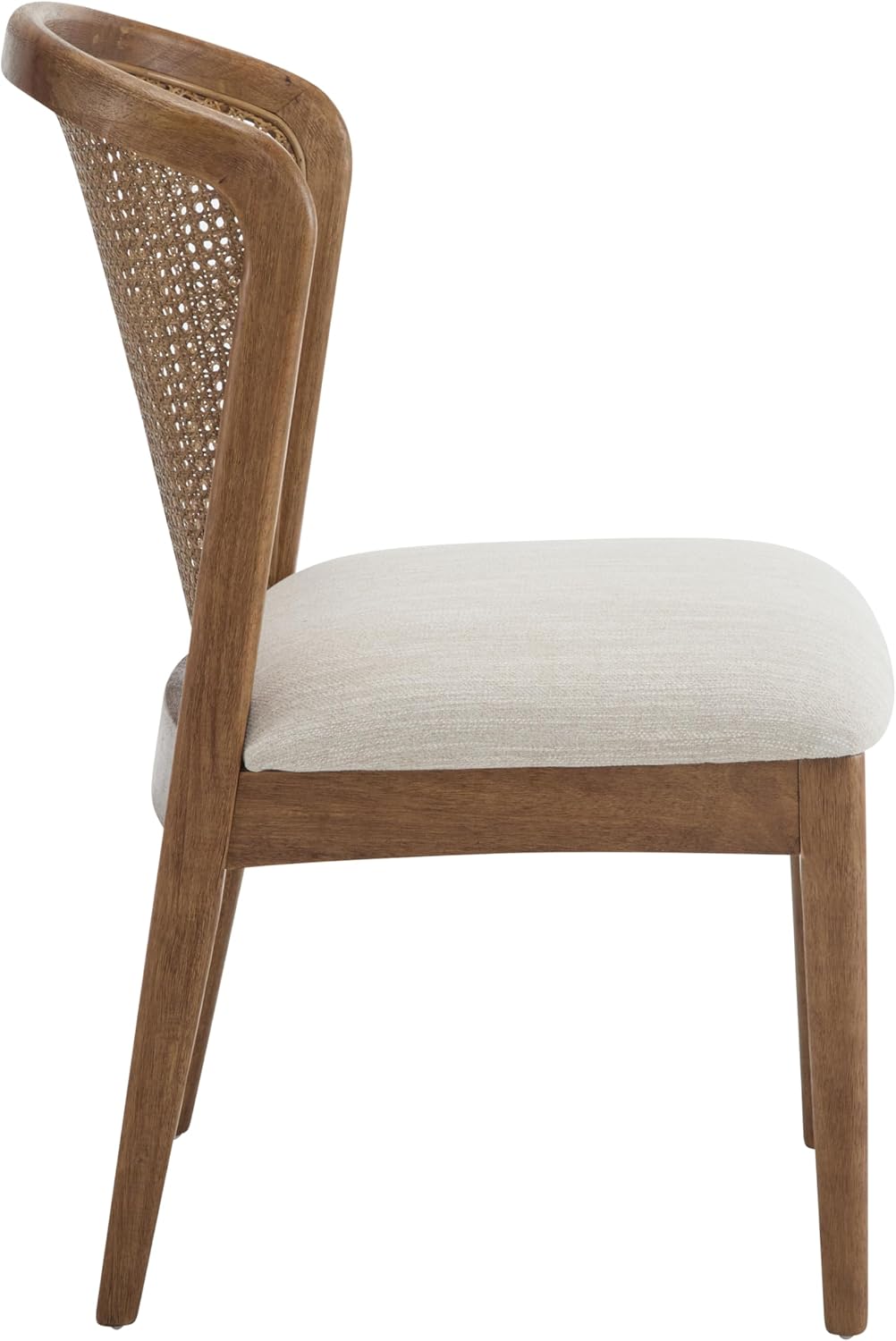 Christopher Knight Home Lilia Dining Chairs Set of 2, Modern Dining Chair with Fabric Upholstery, Rubberwood Frame Kitchen Chairs with Cane Webbing, Extra Seat for Dining Room, Beige + Walnut