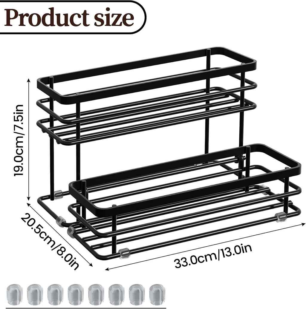 8 Bottle Coffee Syrup Organizer Rack, 2 Tier Coffee Syrup Stand Holder for Coffee Bar, Coffee Syrup Organizer for Countertop, Small Wine Rack for Family, Storage for Syrup, Dressing, Black