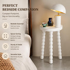 LitaEther 19.5" Wooden Bobbin Leg Side Table - Half Round Table - Wooden Accent Stool- Half Moon Tripod Table for Bedroom, Hallway, Living Room, Sofa Side (White,1pcs)