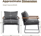Furnilivng Large Sling Accent Chair, Comfortable Boucle Fabric Arm Chair, Upholstered Cozy Reading Chair for Living Room, Bedroom, Dressing Room, Home Office (Dark Gray, Set of 1)