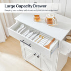 HOOBRO Kitchen Island with Power Outlet, Kitchen Storage Island with Large Worktop, Spice Rack and Drawer, Rolling Kitchen Island Cart on Wheels, for Kitchen and Dining Room, White WT88UZD01