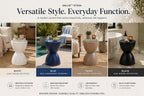 Euro Style Sallie Indoor/Outdoor Stool or End Table | Modern Hourglass Accent Style | UV- Protected Plastic Extra Seating or End Table for Patio, Balcony, Poolside, Entryway, or Living Room | Blue