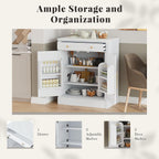 Modern Small Kitchen Pantry, Freestanding Buffet Food Storage Cabinets, Coffee Bar Cabinet with Drawer, 2 Adjustable Shelves and 2 Door Shelves for Dining, Craft Room, Kitchen