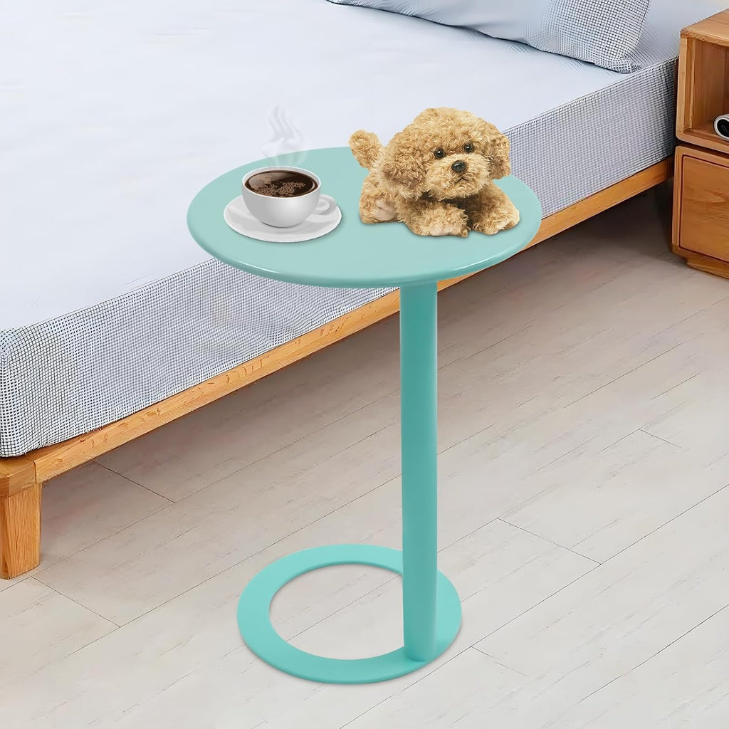 C-Shape Side Table - Coffee Table for Living Room, Bedroom, Home Decor, Modern Accent Table for Adults & Kids, Small Round End Table (Blue)