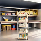 5-Tier Plastic Rolling Cart with Wheels, Multi Layer Storage Cart, Multi-Functional High-Borders Storage Trolley, Durable and Stable, Tiered Cart for Bathroom,Laundry, Living Room