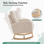 Rocking Chair Glider for Nursery, 300 lbs Comfy Rocker Nursery with Side Pocket & High Backrest, Baby Rocking Chair Armchair for Breastfeeding, Upholstered Rocker & Living Room