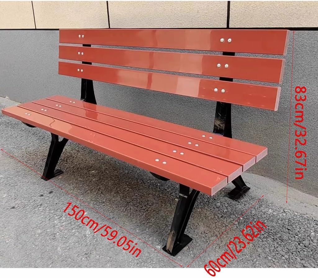 Patio Benches for Outdoors Plastic Wood Backrest Chair, Outdoor Seat, Community, Garden, Park Garden Benches for Outdoors