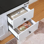 HOOBRO Storage Bench, Toy Box with Dual Drawers and Safe Hinge, Storage Chest with Extra-Long Thick Top, Easy Assembly, for Living Room, Bedroom, White and Black WB212CW01