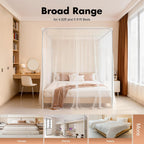 Canopy Bed Frame, Stainless Steel, Four Corner Bed Brackets with Extended Presser Feet, 3-Way Fixing Bed Net Stand, for Homes and Dormitories
