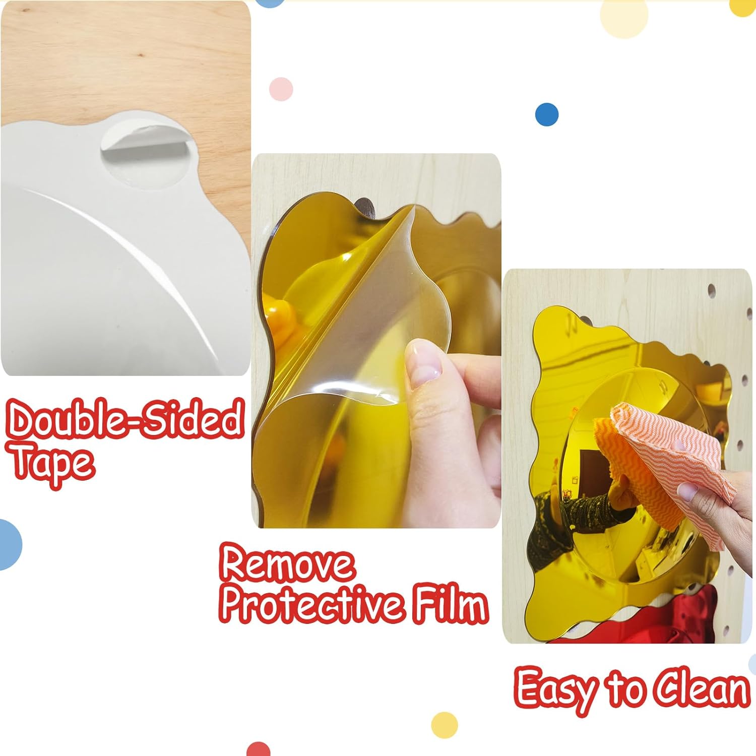 3 PCS Sensory Wall Mirror, 10″ x 10″ Acrylic Shatterproof Bubble Mirror for Classroom, Sensory Room Must-Have, Visual Tactile Stimulation Item for Play Room, Calming Corner
