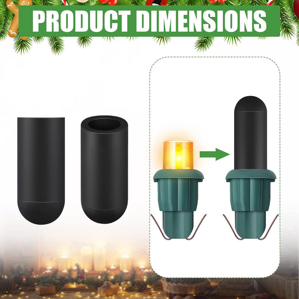 Zonon 200 Pieces No Glow Caps Christmas Glass LED Glow Plug Cap Light Black Out Cover for Christmas Lights(5 x 13 mm)