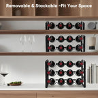 Wine Rack for Countertop – Stackable Freestanding Bottle Organizer for Kitchen, Pantry, Bar Cabinet & Small Spaces – Compact Metal Shelf & Modular Storage Stand (2 Tier)