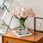 KOIUEYW Clear Vases for Centerpieces, 9 Inch Large Glass Vase for Bouquet, Glasses Home Decor Modern Jarrones Decorativos for Wedding Living Room Dining Table Office