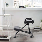 Ergonomic Kneeling Chair Without Backrest, Ergonomic Kneeling Tool with Brake and Smooth Gliding Casters, Adjustable Stool for Home and Office, Extra Comfort Cushion, Angled Design