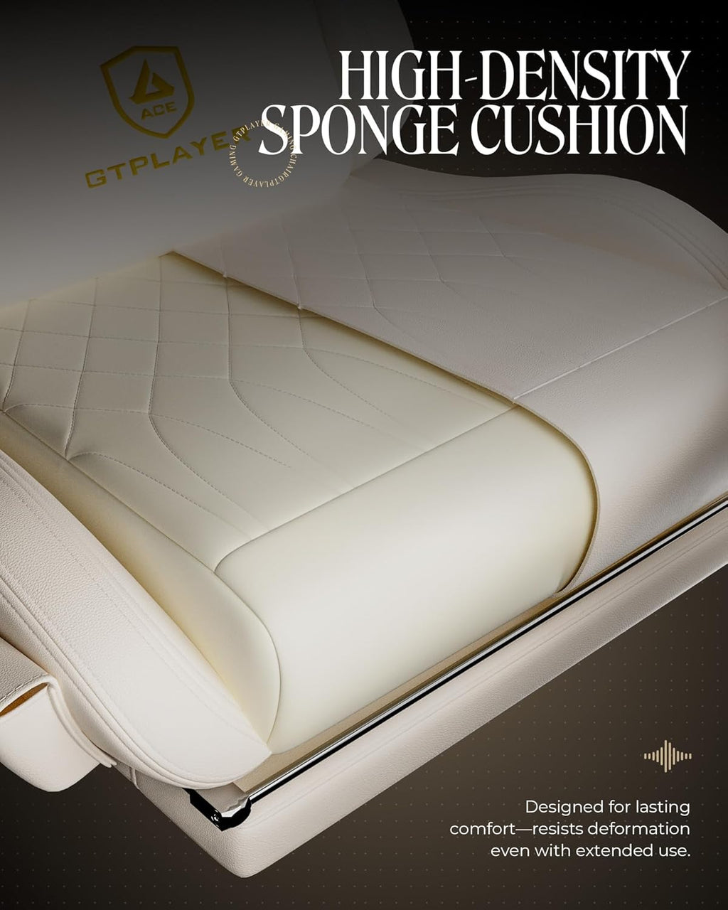 GTPLAYER Gaming Chair for Adults, Ergonomic Computer Game Chairs with Speakers, Footrest & Linkage Armrest, Reclining High Back Silla Gamer for Home Office, Ace Pro, Off-White