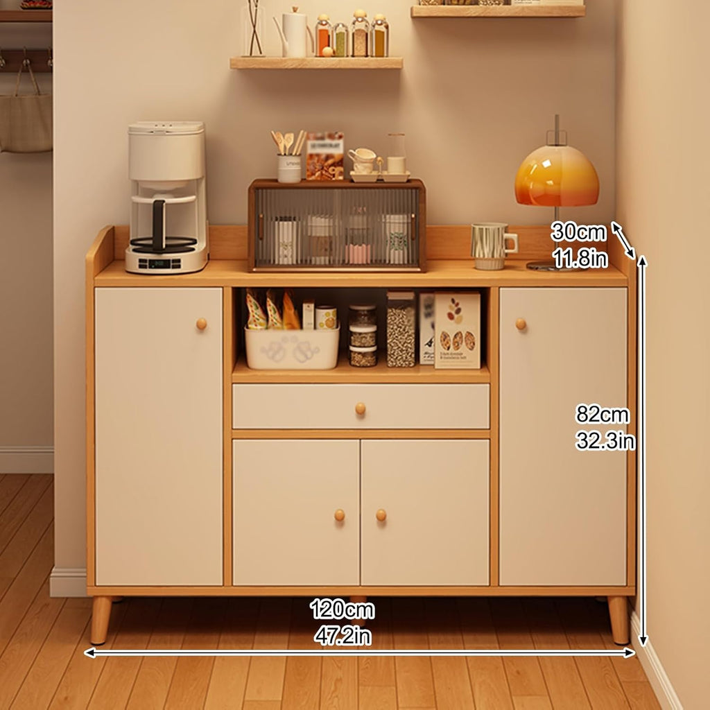 Kitchen Pantry Storage Cabinet with 4 Doors and Adjustable Shelves, Pantry Storage Cabinet, Freestanding Kitchen Cupboard, for Living Room, Dining Room