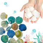50 PCS Natural Sea Shells 1.6" to 2" White Scallop Shells for DIY Painting Crafts, Wedding Decor, Beach Theme Party, Aquarium Fish Tank and Vase Filler