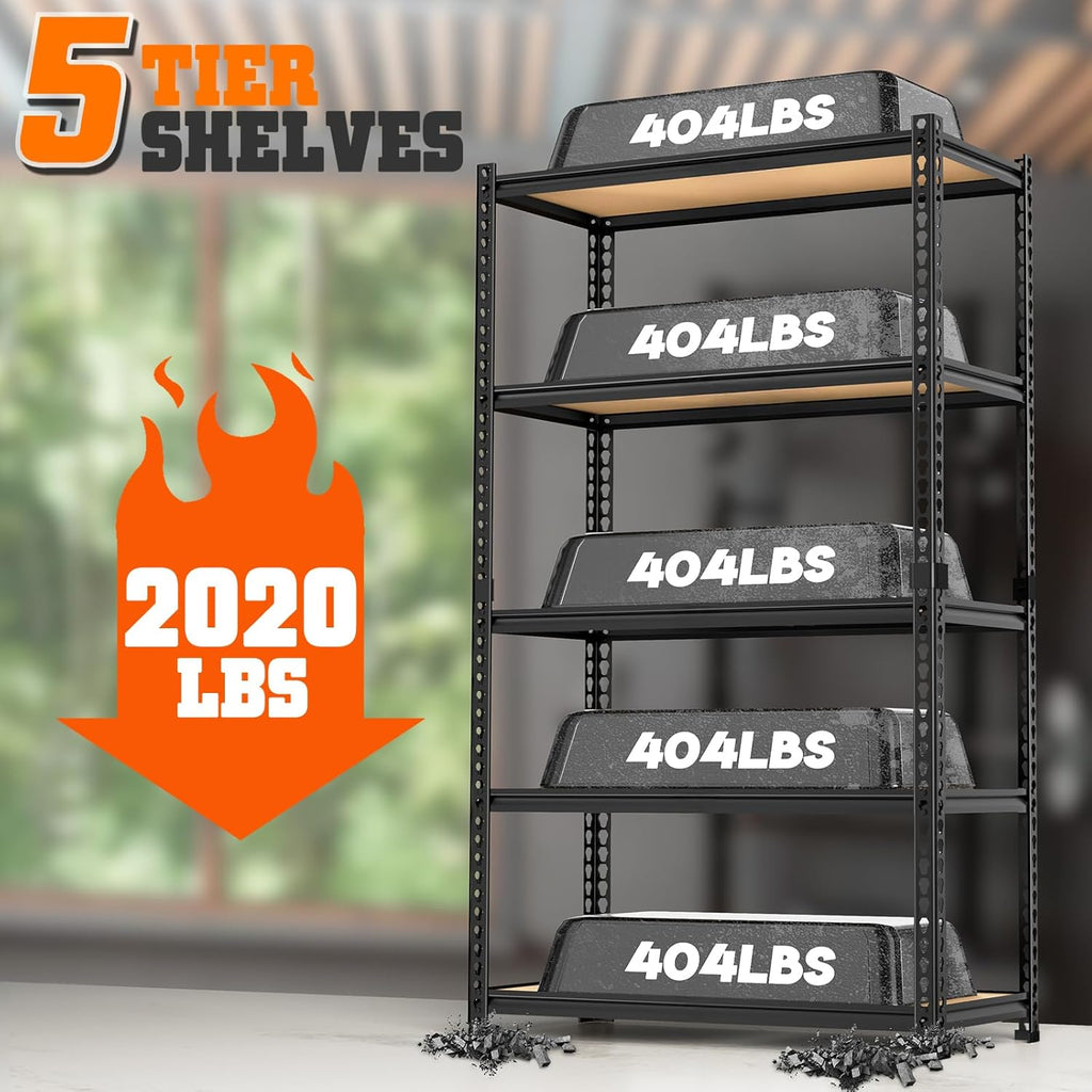 LEVELEVE 5-Tier Storage Shelving Unit, Metal, for Kitchen, Garage, Laundry Room, Adjustable, 30" L x 12" W x 60" H, Rectangular