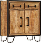 Solid Mango Wood Sideboard Cabinet Rustic Storage Furniture with Unique Grain Patterns and Decorative Inlays for Living Room Dining Area, 25.6 x 11.8 x 27.6 Inches