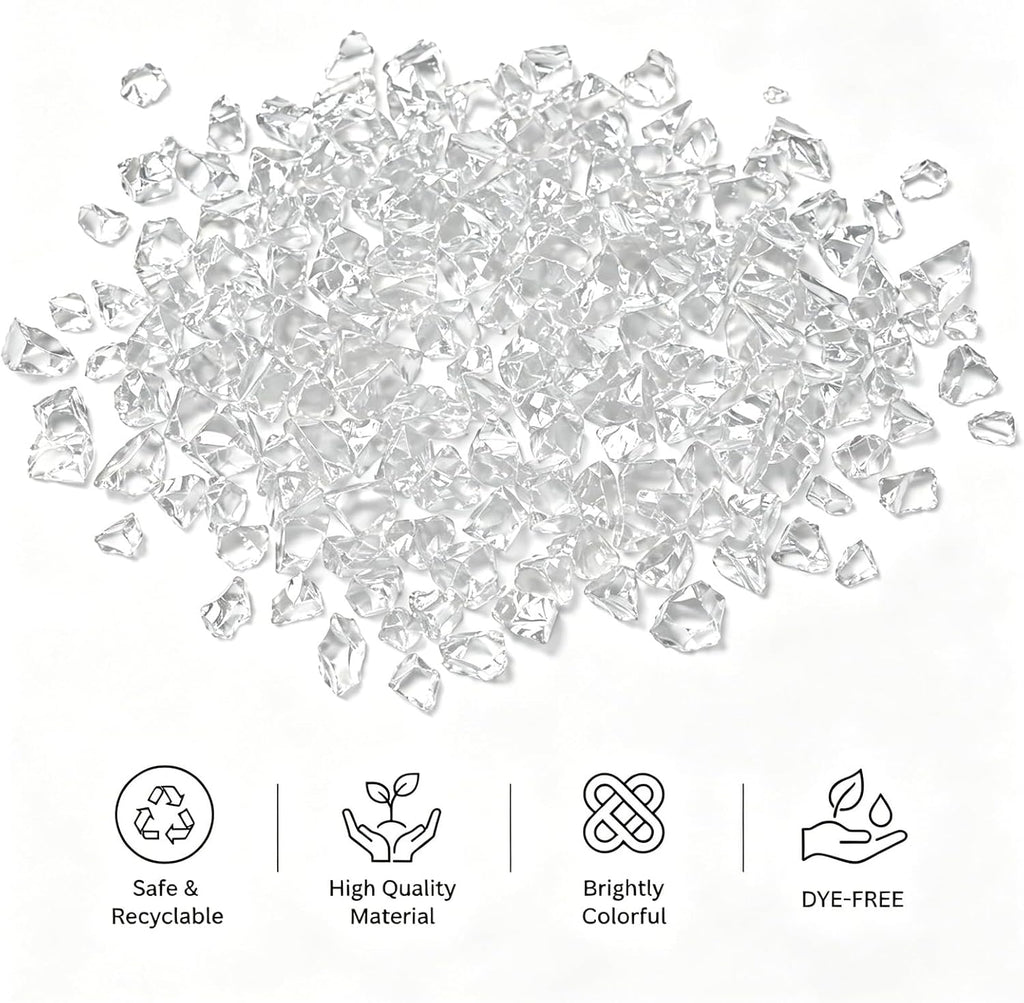 Crushed Glass for Resin Art, Decorative Shattered Glass for Crafts, Resin Fillers, Vase Fillers, Sparkling Glass Pieces for Home Decor, 3-6mm, 1.5LB (Clear)