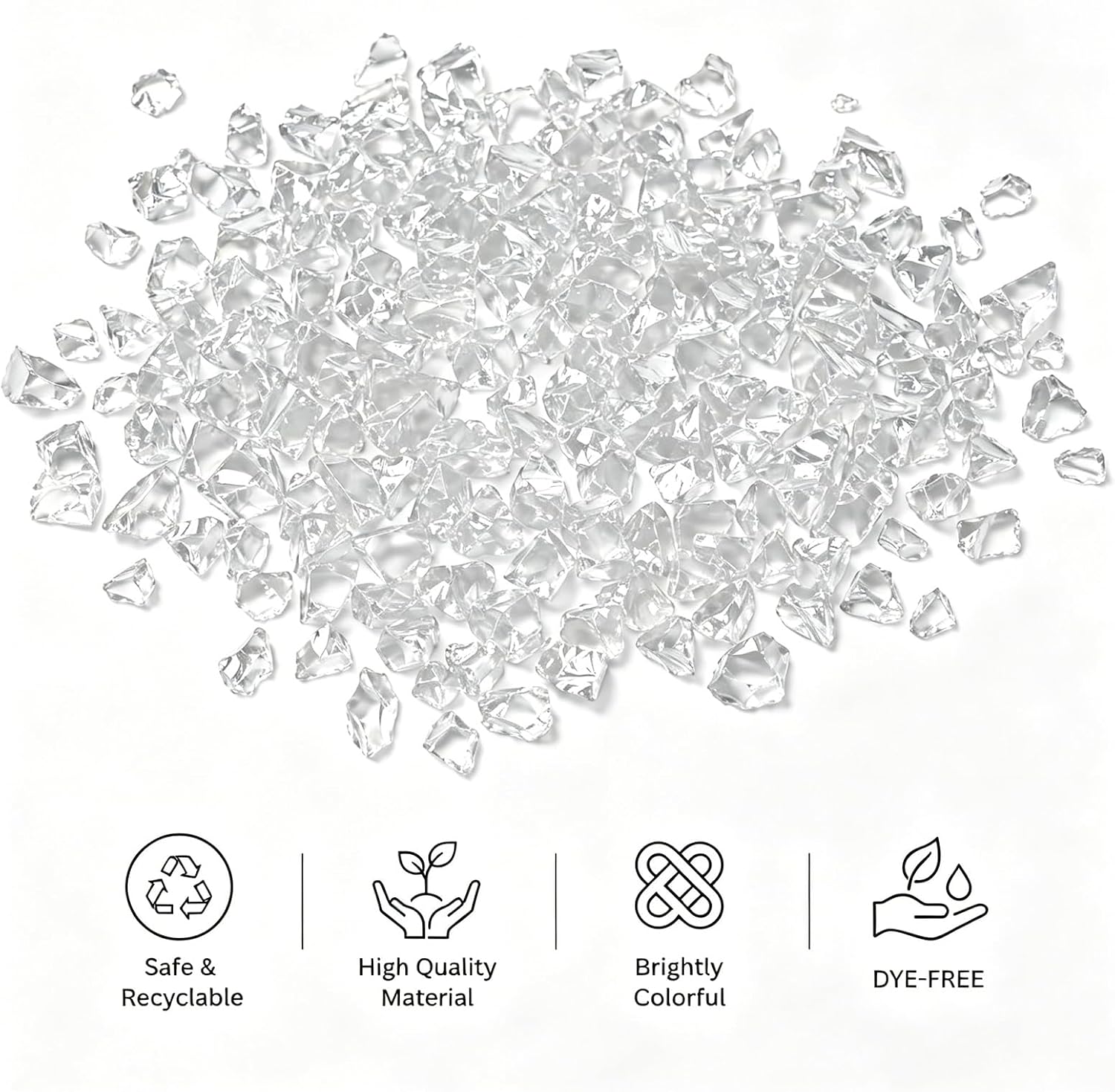 Crushed Glass for Resin Art, Decorative Shattered Glass for Crafts, Resin Fillers, Vase Fillers, Sparkling Glass Pieces for Home Decor, 3-6mm, 1.5LB (Clear)