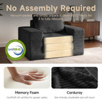 45" Convertible Sofa Chair Bed for Small Spaces, Corduroy Sleeper Chair with High Density Foam, No Assembly Folding Couch Chair with Armrests for Apartment Bedroom Guest Room