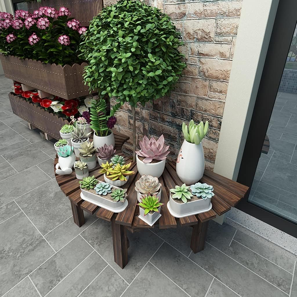 Patio Benches for Outdoors Outdoor Garden Solid Wood Tree Bench Flower Rack Park Chair Long Stool Garden Benches for Outdoors