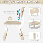 DOREROOM Kids Table and 2 Chairs Set, Height-Adjustable Toddler Table and Chair Set with Graffiti Desktop, 31.5''L x 23.6''W Children Activity Table for Daycare, Classroom, Home