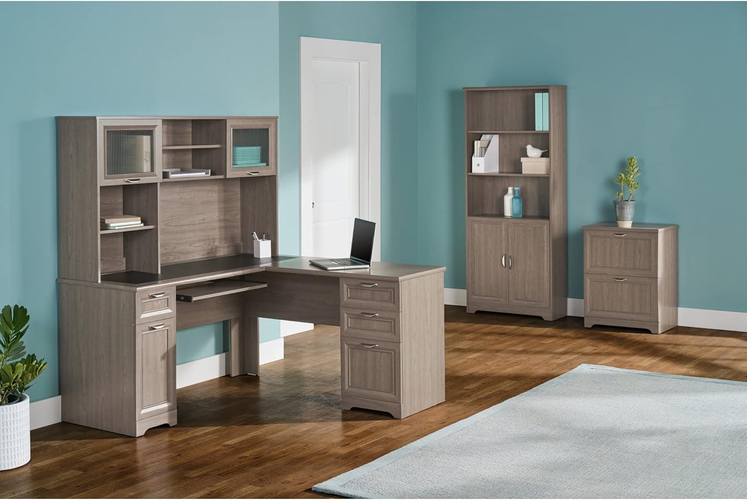 Realspace® Magellan 58"W Hutch For Corner Or L-Shaped Computer Desks, Gray