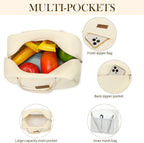 Insulated Lunch Bag for Women Men Adults Lunch Tote with Front Pocket Lunch Box Container Cooler Bag for Work Picnic (Light Yellow)