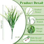 20Pcs Fake Plants Artificial Flowers Monkey Grass for Outdoors，UV Resistant Realistic White Artificial Plants Outdoor，No Fade Greenery Shrubs Outside Decor for Courtyard Porch Patio Garden