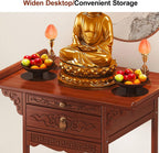 Meditation Table, Altar Cabinet with Pull-Out Storage Board, Personal Shrine Stand for Homes and Temples