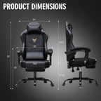 GTPLAYER Gaming Chair for Adults, Big and Tall 300LBS Heavy Duty Office Chair, Ergonomic High Back Lumbar Support and Wide Comfy Cushion with Linkage Armrests, Black