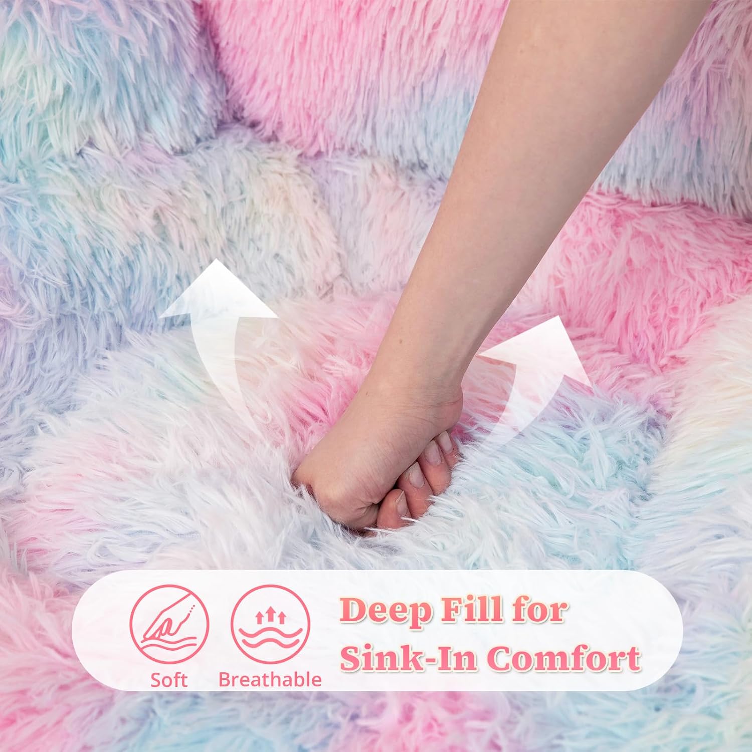 Achicsofar Bean Bag Chair for Adults Teens Giant Fluffy Plush Bean Bag Sofa with Filler Faux Fur Rabbit Shaped Beanbag Chairs Comfy Accent Floor Couch for Gaming, Reading in Bedroom, Living Room, Dorm