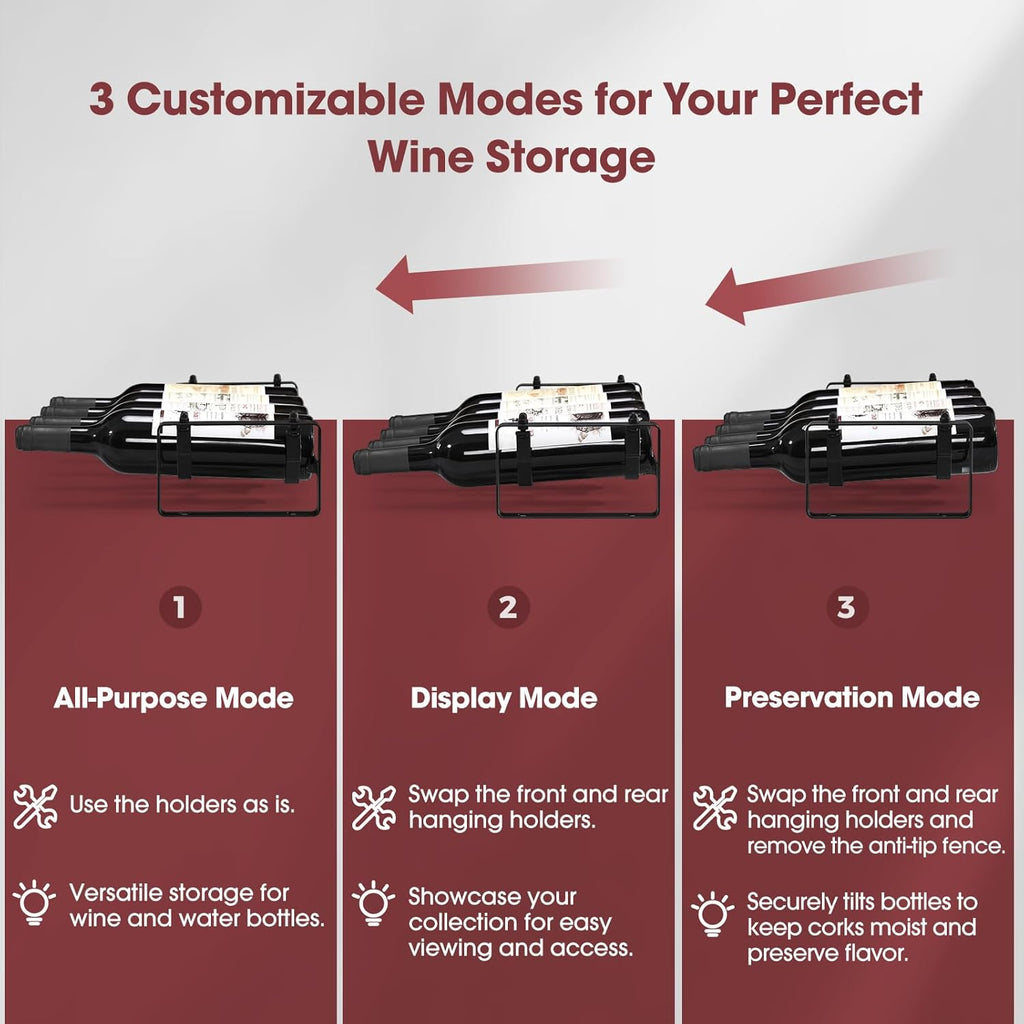 Stackable Wine Rack Countertop, 4 Bottles Wine Bottle Holder for Inside Cabinet, Small Tabletop Wine Holder Stand for Pantry Bar, 1-Tier Angle Adjustable Wine Bottle Rack for Tight Spaces