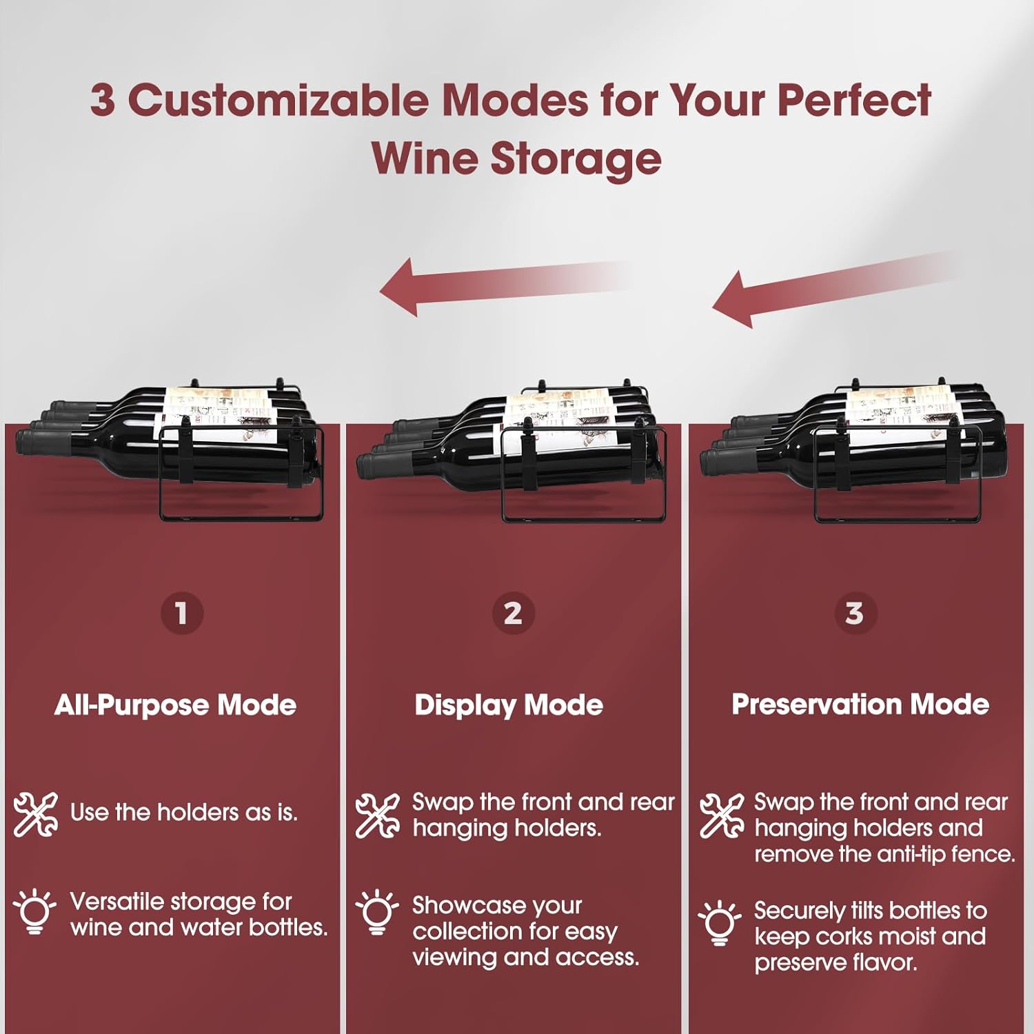 Stackable Wine Rack Countertop, 12 Bottles Wine Bottle Holder for Inside Cabinet, Small Tabletop Wine Holder Stand for Pantry Bar, 3-Tier Angle Adjustable Wine Bottle Rack for Tight Spaces