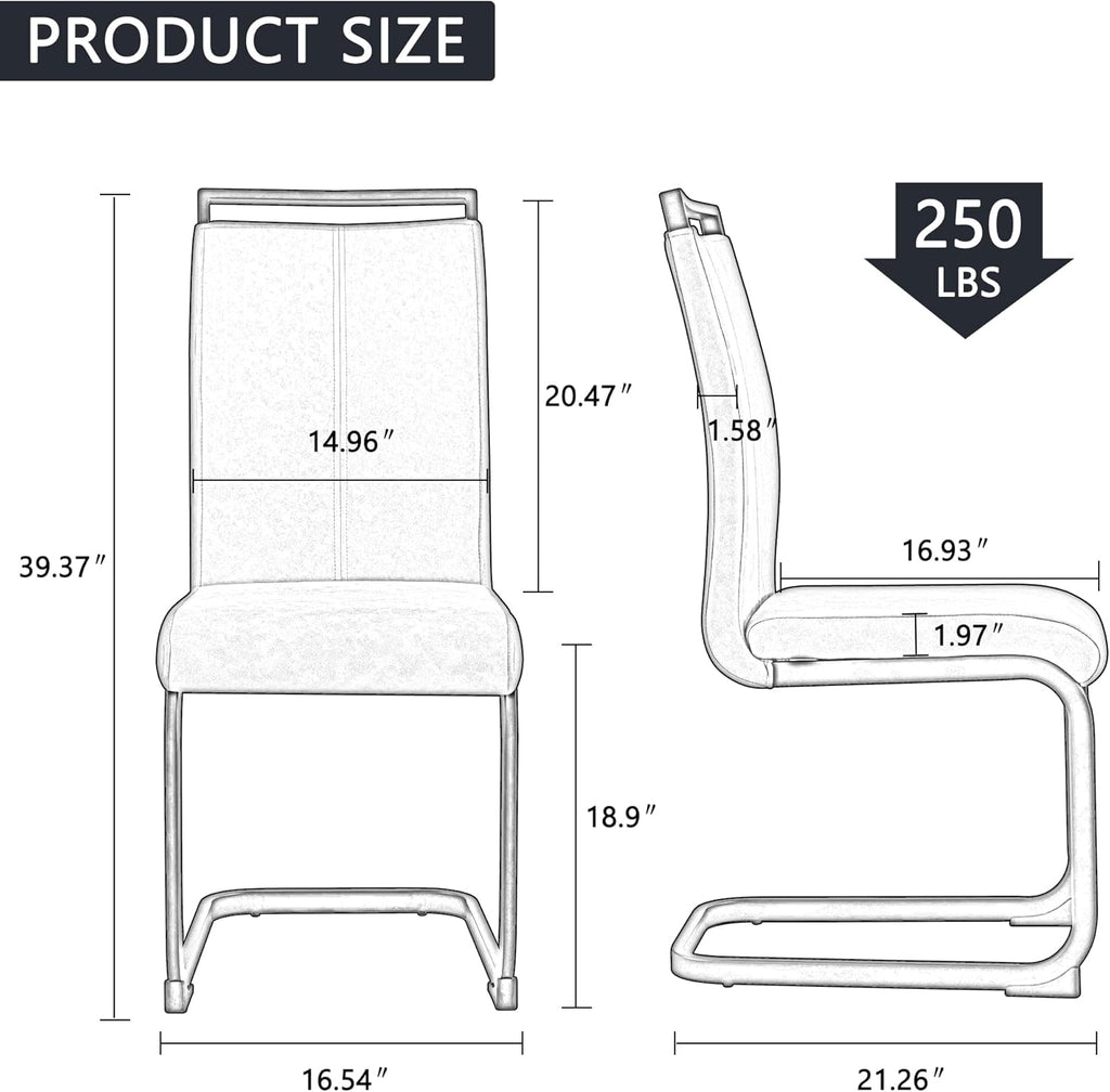 gopop Dining Chairs Set of 6, Faux Leather with Plated Chrome Metal Frame, Modern Kitchen Chairs with Padded Seat High Back for Dining Room, Kitchen, Living Room