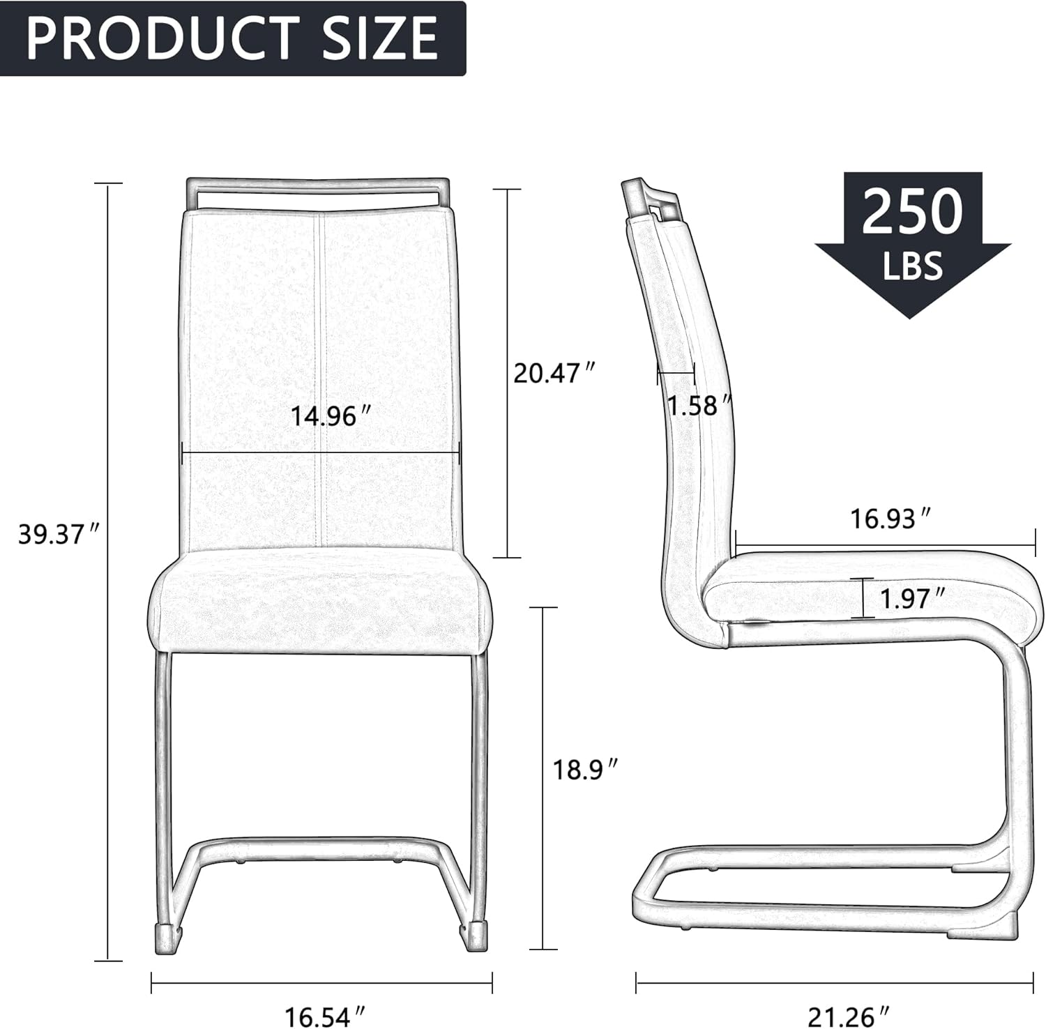 gopop Dining Chairs Set of 6, Faux Leather with Plated Chrome Metal Frame, Modern Kitchen Chairs with Padded Seat High Back for Dining Room, Kitchen, Living Room