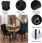 Extendable Dining Table Set of 4, Black Oval Dining Room Table & 4 Black Velvet Dining Chairs with Wood Leg, 62.99"-78.74" Kitchen Table and Chairs Set, Modern 5 Piece Dining Set