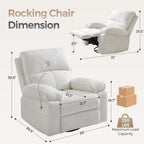 YuuYee Teddy Fleece 360° Swivel Rocker Recliner Nursery Rocking Chairs with Phone Holder Manual Gilder Recliner Chair with Wide Foot Rest for Living Room and Baby Room