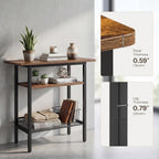 HOOBRO Side Table, Narrow End Table with Shelf and Wide Storage Tabletop, 3-Tier Bedside Tables for Small Spaces for Living Room, Bedroom, Study, Rustic Brown and Black BF366BZ01