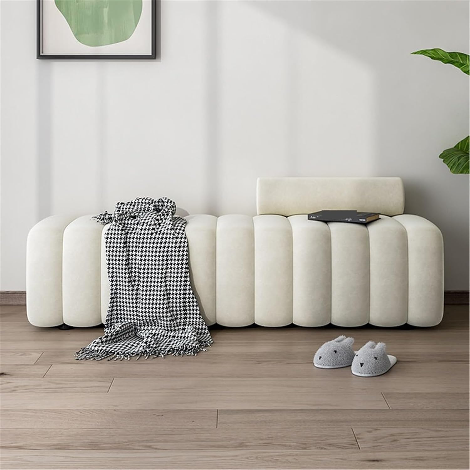 Modern Long Bench with Backrest for Changing Shoes Bedroom Bed end Walk-in Closet Rest Area Entryway(XXX-Large)