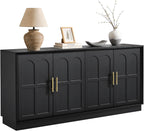 66.5" Sideboard Buffet Cabinet with Storage, Modern Credenza with Arched Doors, Large Wood Accent Cabinet for Living Room Entryway (Black)