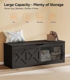 Homleke 47.2" Extra-Large Wooden Storage Chest – Farmhouse Toy Box, Entryway Bench, Bedroom Storage, Safety Hinge, Easy Assembly, Black