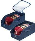 Livelab Hat Organizer for Baseball Caps, Hat Storage Holder Container for Closet Hold Hats with Clear Window, Hat Boxes for Home Storage | 2Pcs Blue