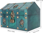 GLOGLOW Classic Chest Storage Box with Combination Lock, Multipurpose Compact Wood and Metal Storage Box for Jewelry, Small