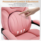 Comfy Reclining Office Chair with Footrest for Women Wide Seat Big Tall Computer Gaming Chair, 500lb Plus Size Ergonomic Recliner Office Desk Chair with Leg Rest, Pink