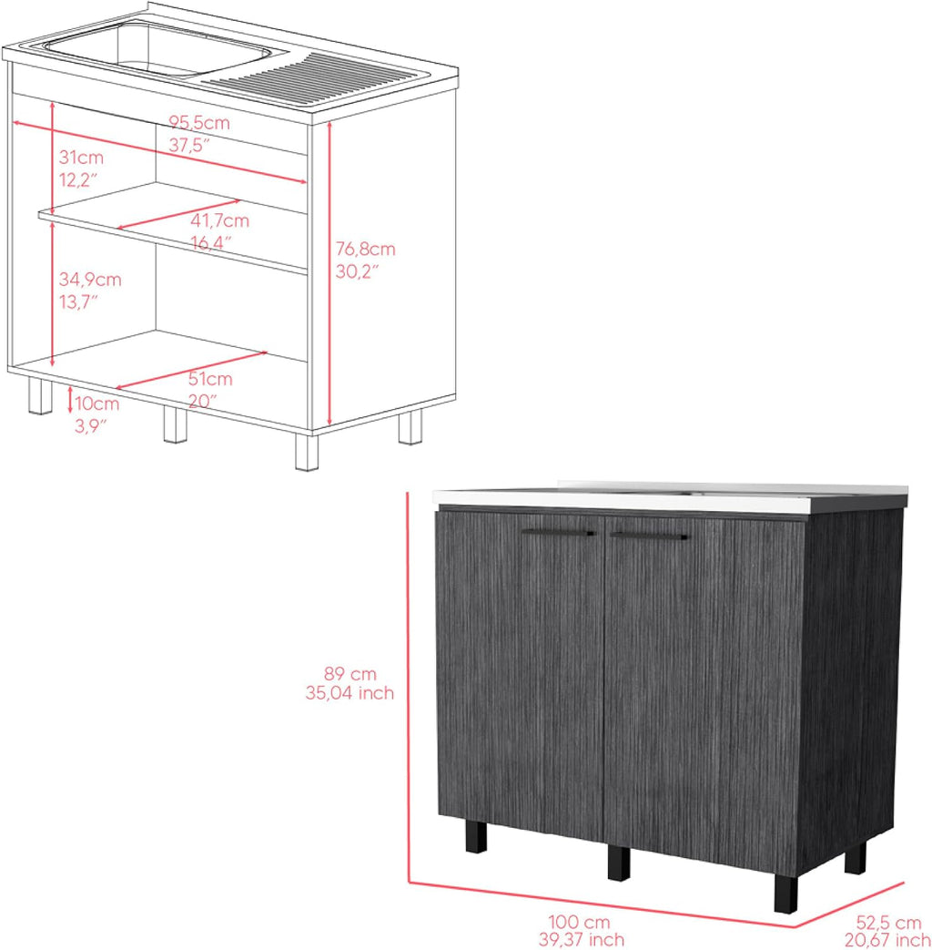Utility Sink Cabinet Burwood, Kitchen, Smokey Oak