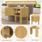 Natural Wood Round Fluted Side Table, Boho end Tables Living Room, Decorative Accent Table for entryway